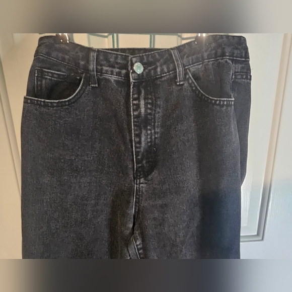 SHEIN Wide-Leg Jeans Black w/ Blue Butterfly on Back Pocket Women's Sz M (US 6) - Picture 3 of 9